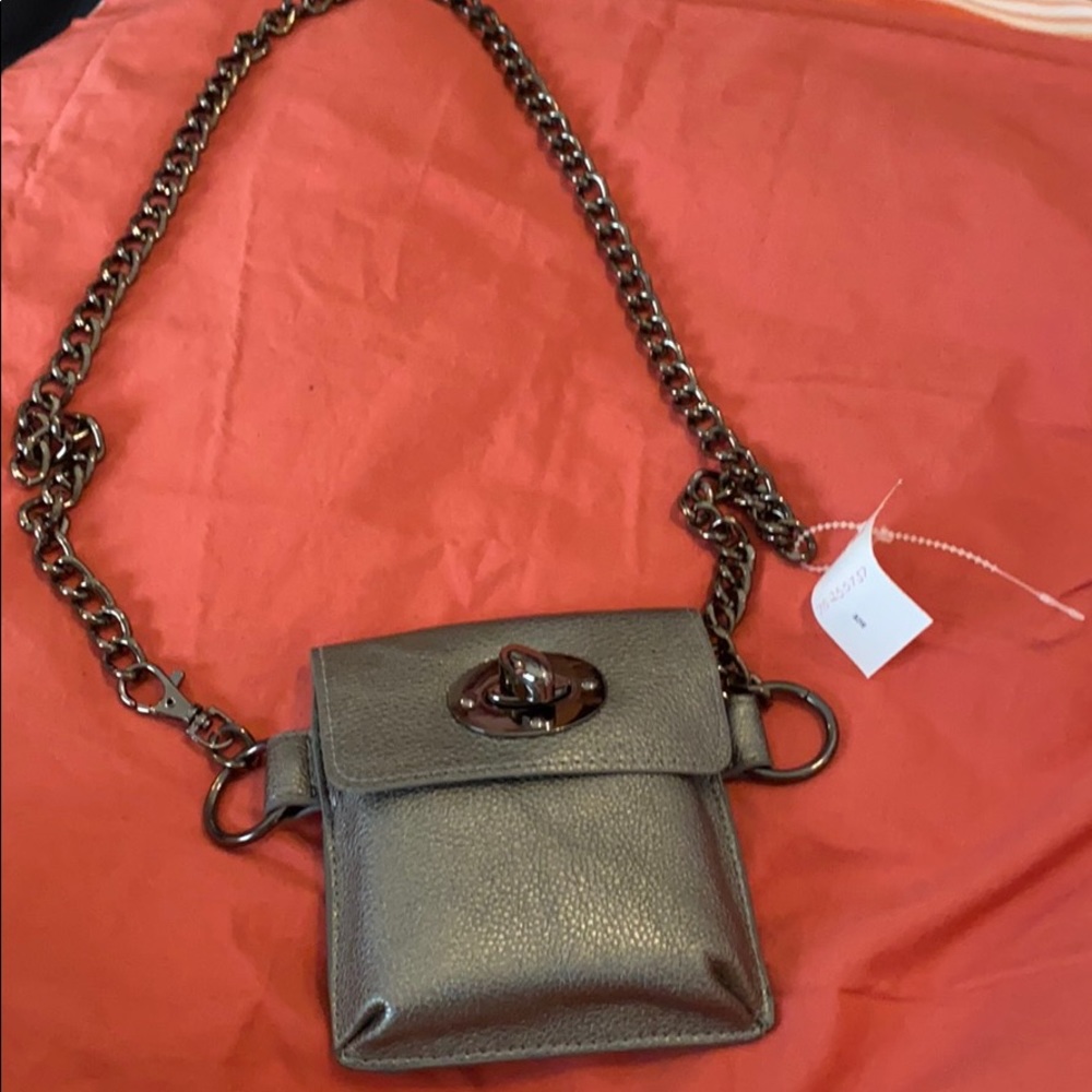 Women’s pouch. Silver with chain